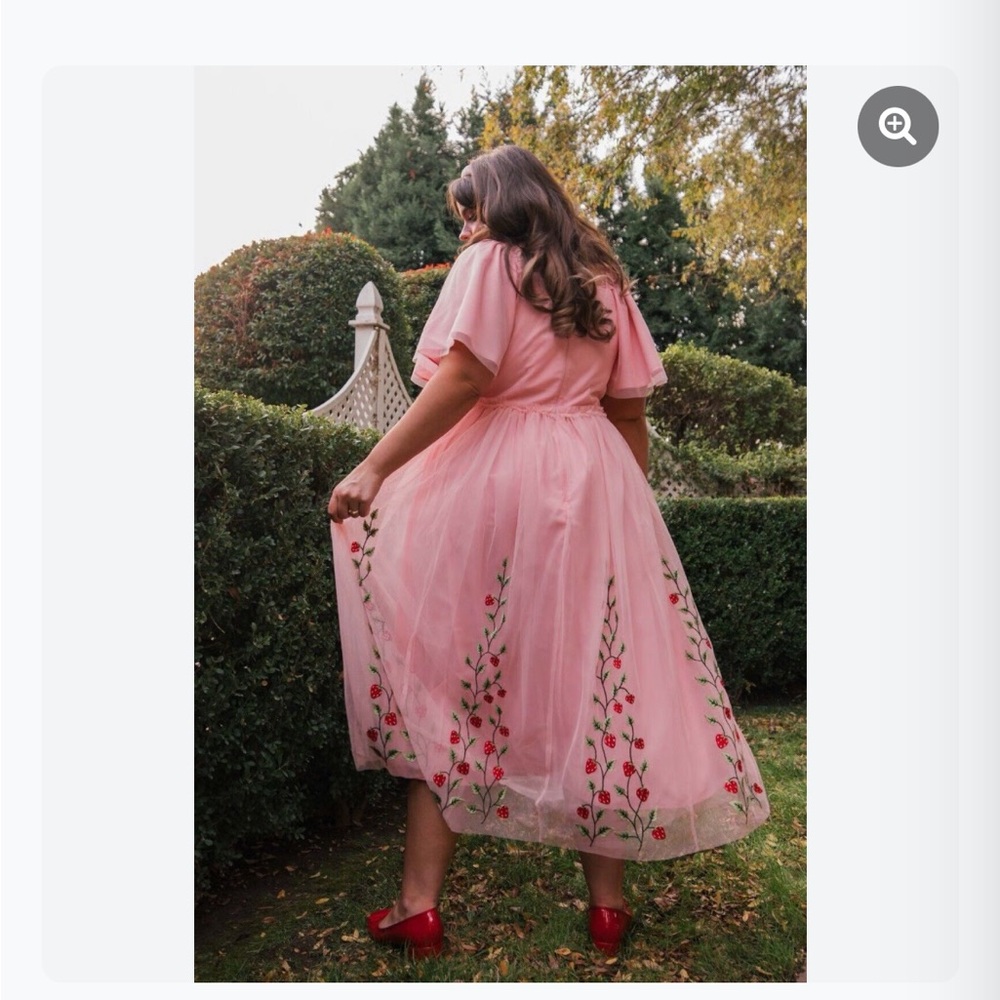 Pink Dress with Strawberry Embroidery - Picture 4 of 4